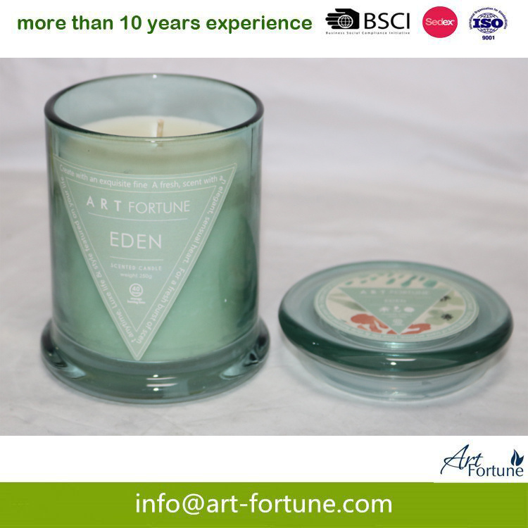 Glass Jar Candle with Color Spray and Color Label for Home Decor