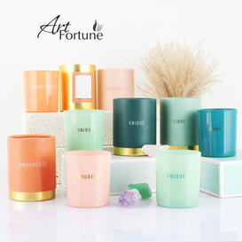 Various colored glass scented candles, new paper tube packaging