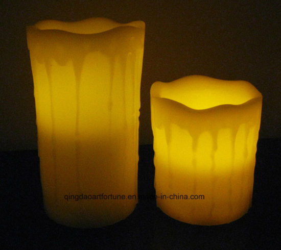 Indoor Outdoor Ivory LED Wax Candle with Battery Operated