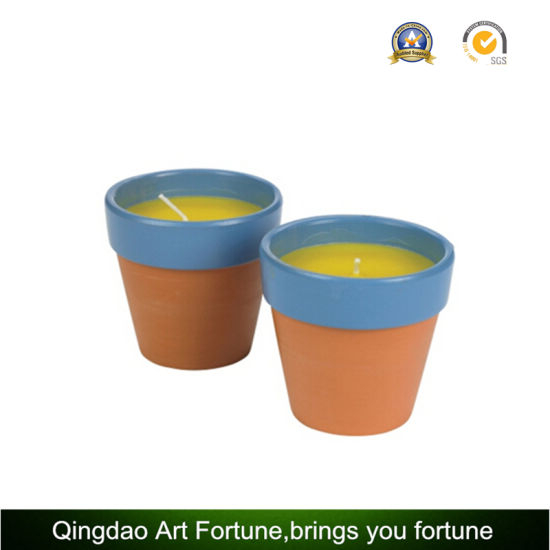 Garden Citronella Candles in Natural Ceramic Pot for Outdoor Use