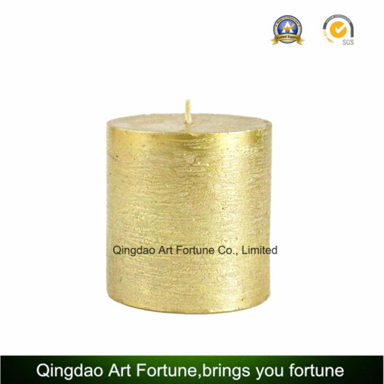Metalic Finish Silver Pillar Candle for Home Decoration