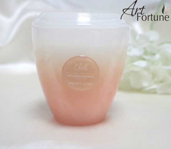 Ombre Glass with Sticker Handpoured Scented Candle with White Lid for Home Decor