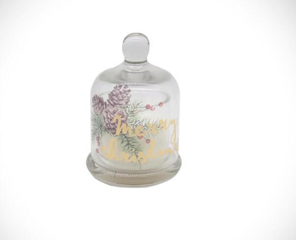 Scented Candle in Glass Cloche Jar with Decal Paper