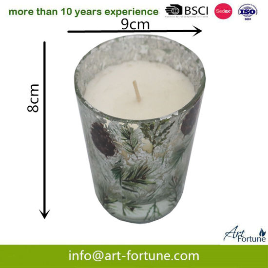 Scent Glass Candle with Decal Paper and Gold Foil Paper for Festival
