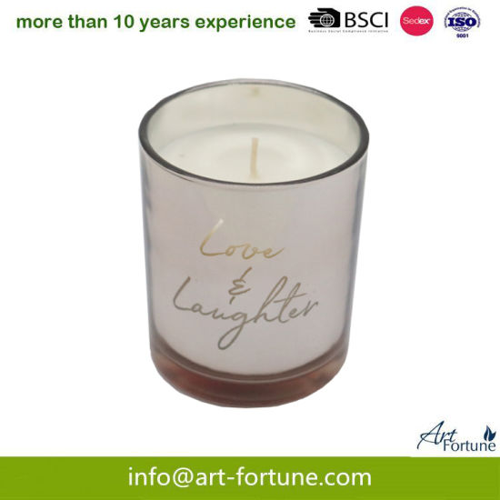 Glass Scented Candle with Paper Decal and Solid Spray for Party