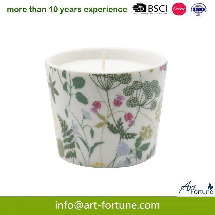 Hot Seal Scent Ceramic Candle with Flower Decal Paper for Home Decor