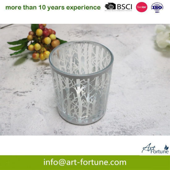Glass Candle Holder with Inner Electroplated and Sprayed