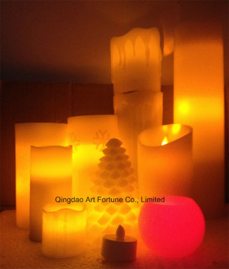 Yellow Light Flameless Real Wax LED Pillar Candle for Xmas Range