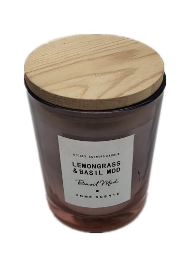 9oz Lemongrass & Basil Mod Soy Scented Candle with Wooden Cover