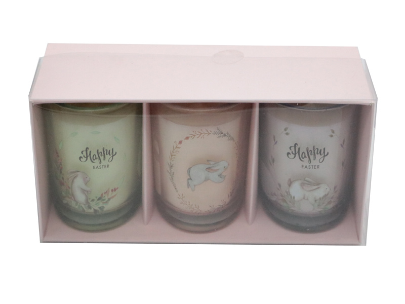Glass Candle and Reed Diffuser with Decal Paper Gift Set for Easter Festival