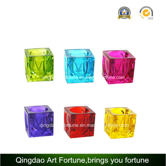 Glass Cube Candle Holder for Tealight Votive