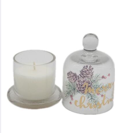 Scented Candle in Glass Cloche Jar with Decal Paper