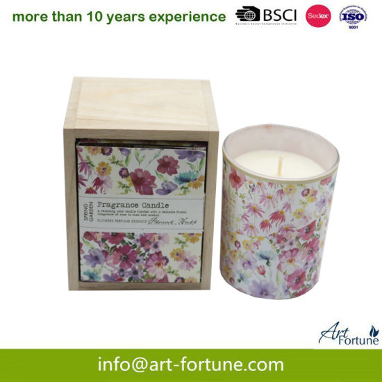 120g Scent Glass Candle with Decal Paper in Gift Box for Festival