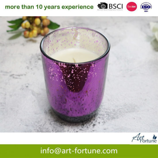 Scented Glass Candle with Outer Purple Sprayed and Inner Electroplated for Home Deco