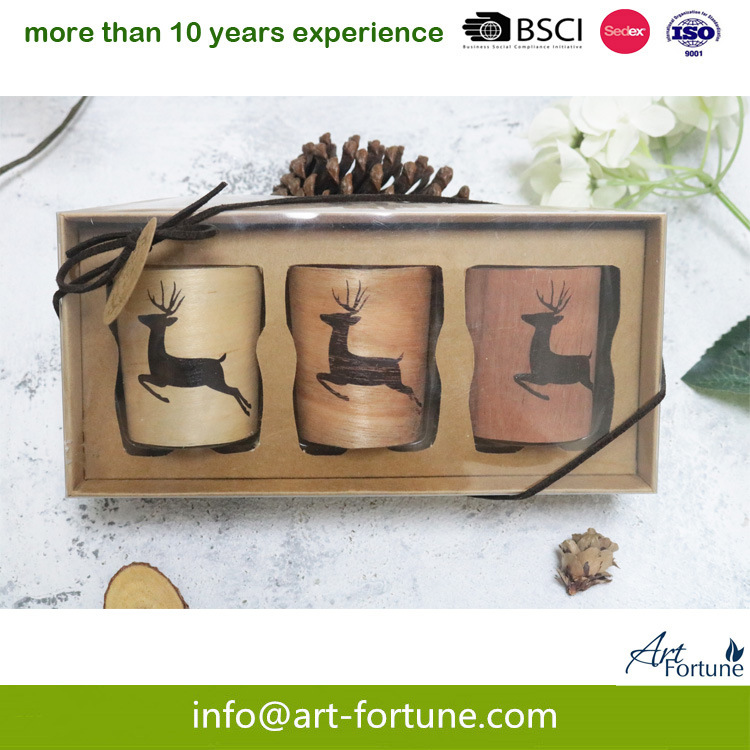 3pk Scented Glass Candle with Full Wrap Decal in PVC Box