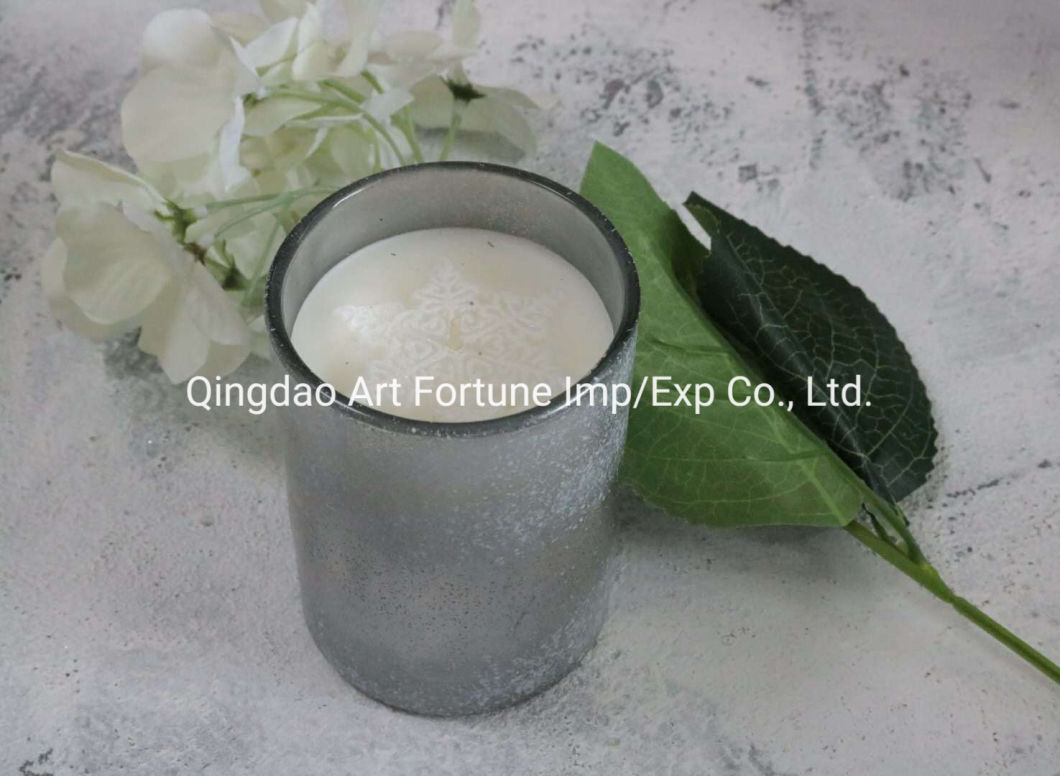 8*9cm Scent Glass Jar Candle with Frosted Glass Holder and Top Xmas Star Shape Chunk for Home Decor