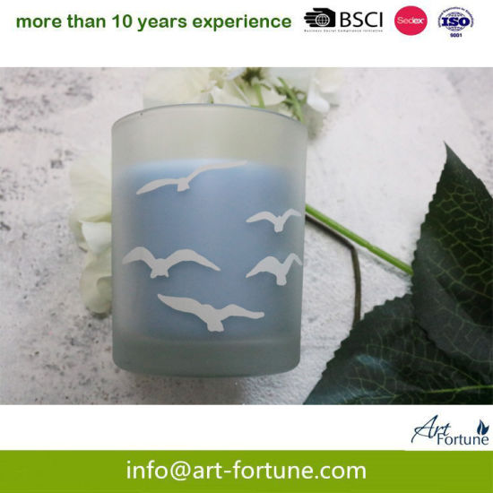 Frosted Scented Glass Candle with Wooden Lid for Home Decoration