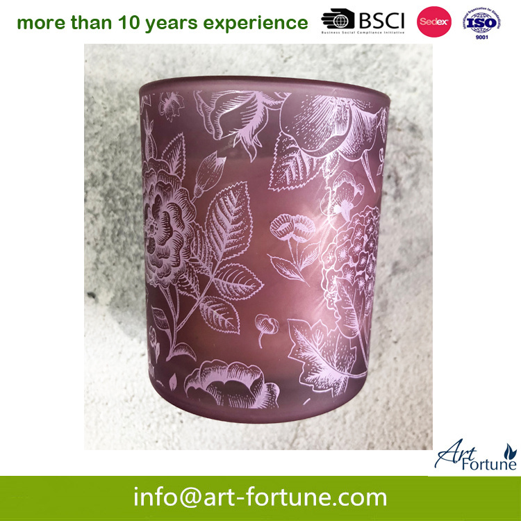 Scented Glass Candle with Outer Sprayed and Full Wrap Decal for Home Decoration