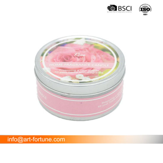 Scented Spray Finish Pink Tin Candle with Lid for Home Decor