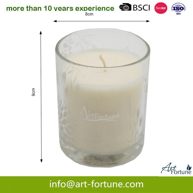Glass Scented Candle with Paper Decal and for Party