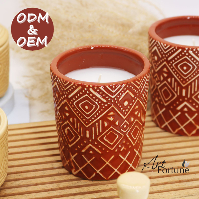 Cylindrical Concrete Pot Ceramic Scented Candle for Gardon Home Decor