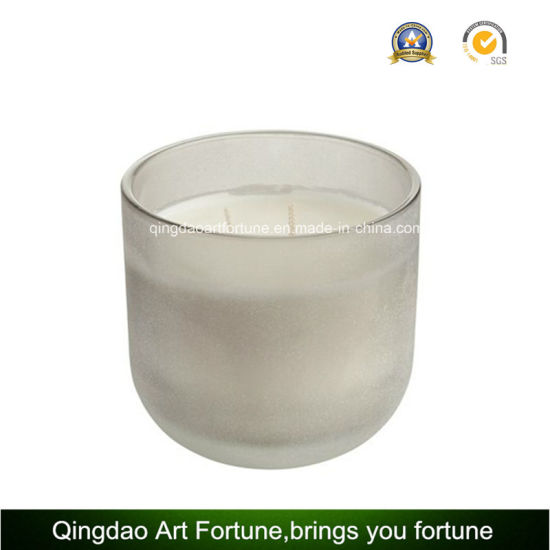 Glass Tumbler Candle Holder with Painting Frosted Design