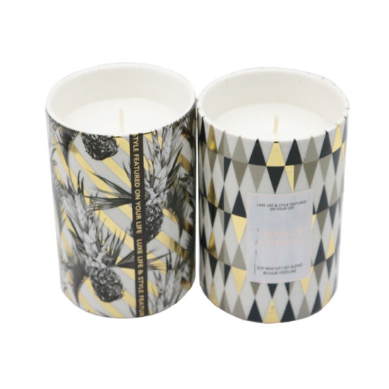 Large Scented Ceramic Candle with Decal Paper for Home Decor