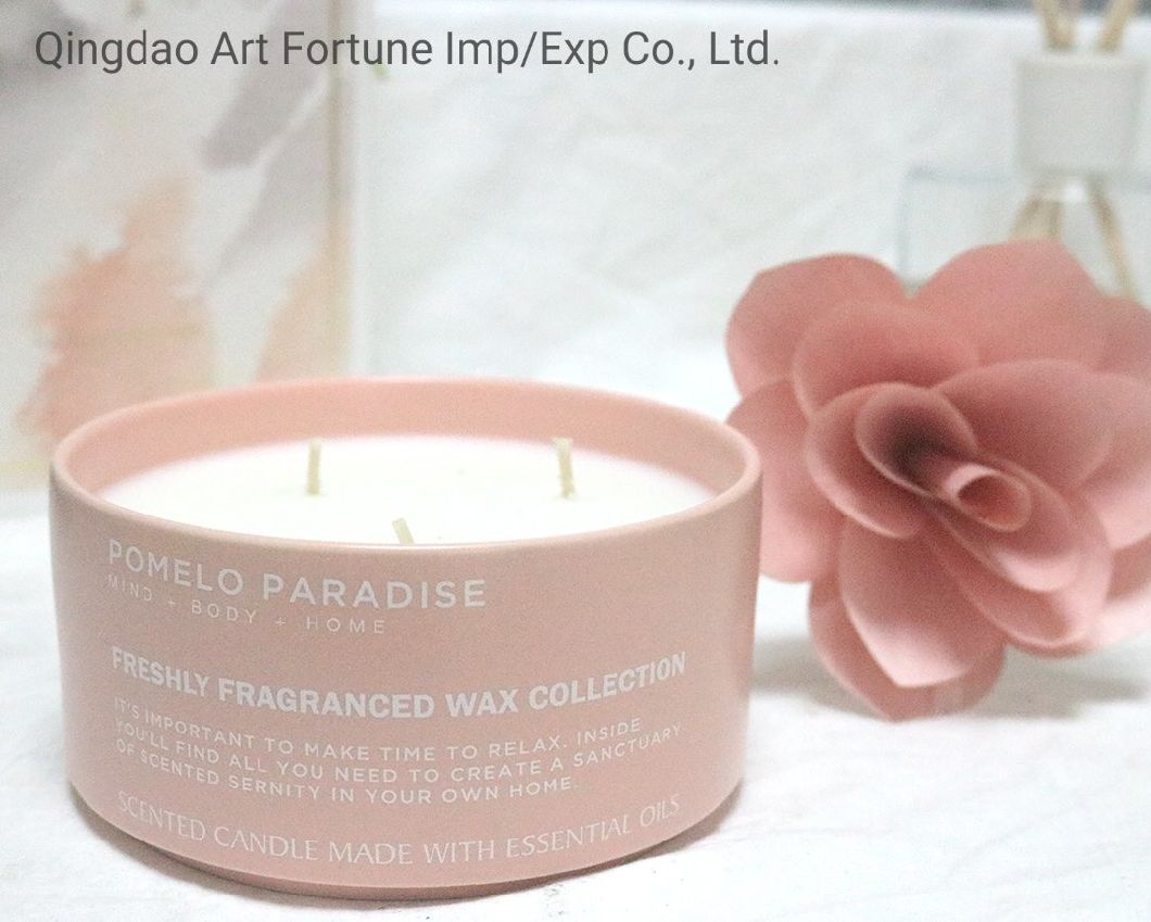 8oz Ceramic Large Soy Wax Candle Aesthetic Large 3 Wick