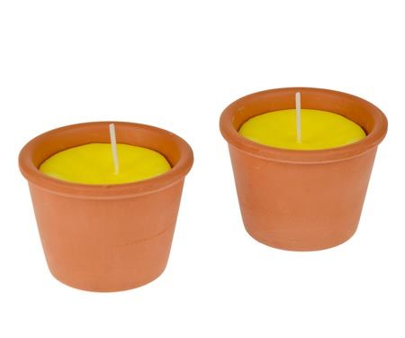 Garden Citronella Candles in Natural Ceramic Pot for Outdoor Use