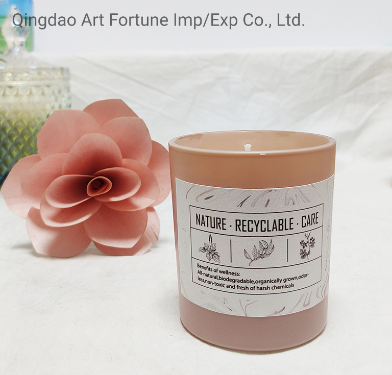 Scented Glass Candle with Flesh Pink Color Coating Glass Holder for Home Decor
