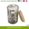Glass Scented Candle with Paper Decal and Wood Cover for Party