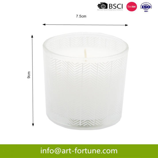 White Glass Scented Candle with Silkscreen Finish for Home Decor