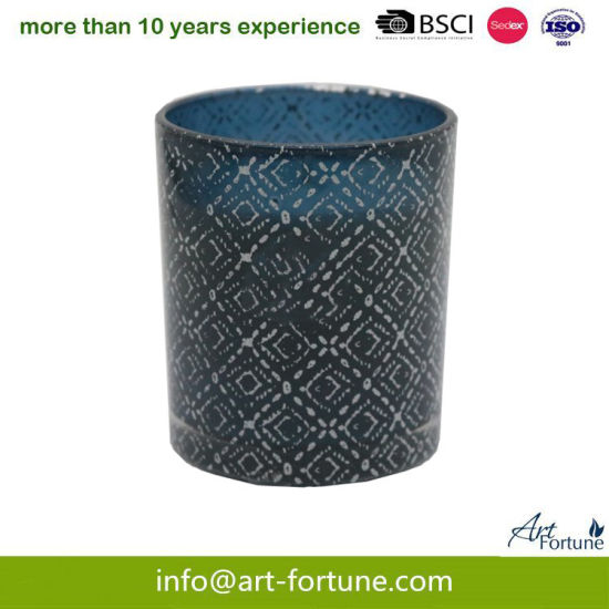 Glass Scented Candle with Paper Decal and Solid Spray for Party