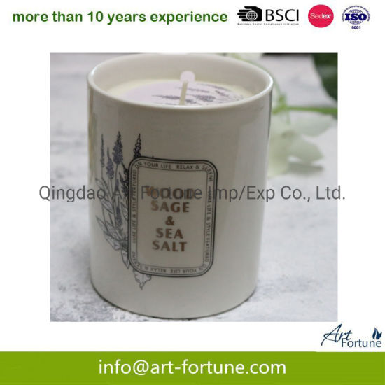 High Quality Scent Soya Wax Ceramic Candle with Decal Paper for Festival