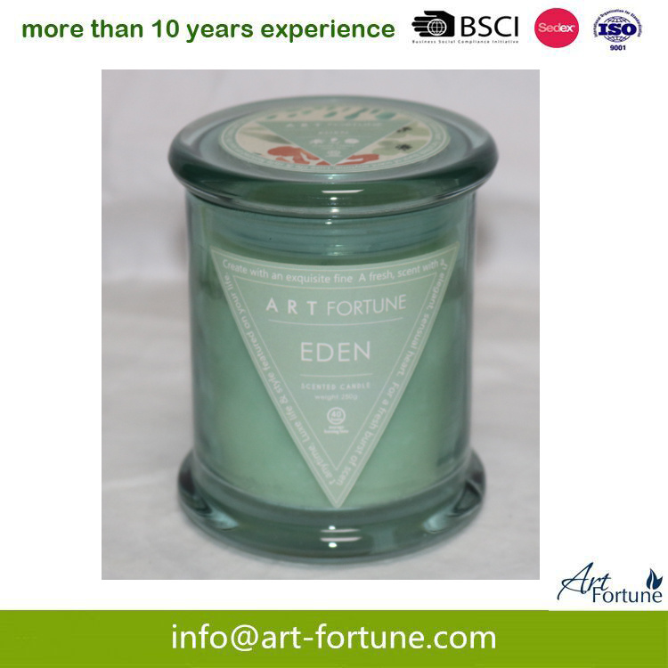 Glass Jar Candle with Color Spray and Color Label for Home Decor