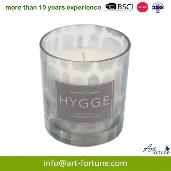 Hot Sale Glass Scented Candle with Paper Decal for Home Decor