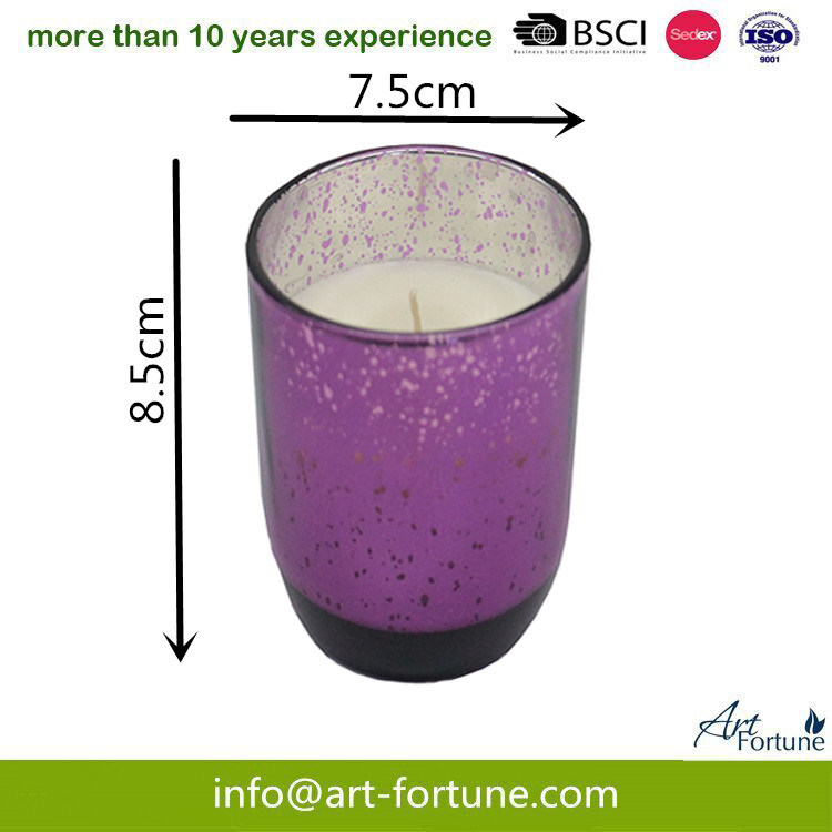 High Quality Scented Glass Candle with Inner Silver Plating and Solid Spray for Home Decor.