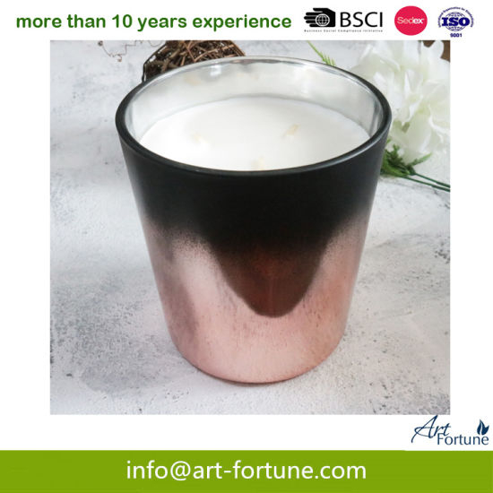 Home Decoration Scented Glass Candle with Outer Electroplated and Outer Top Sprayed