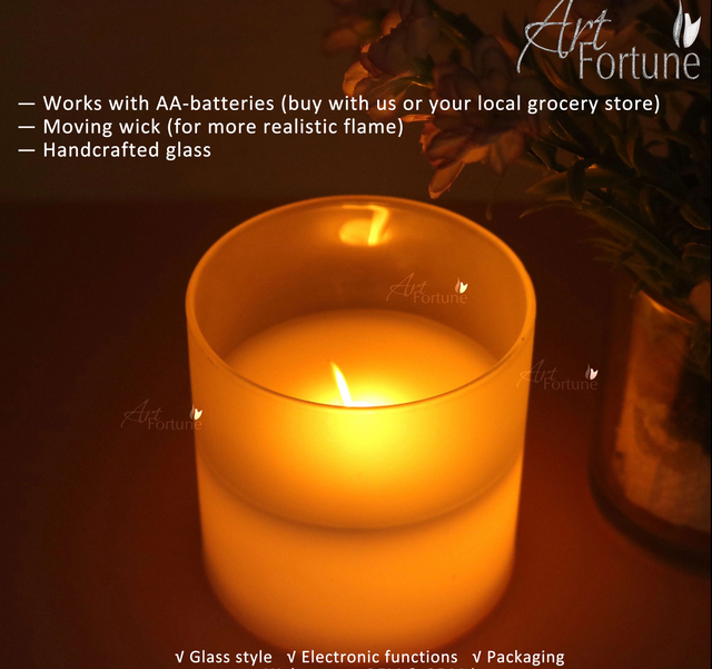 Hot Sale Flickering Flameless LED Lighting Wax Glass Candle for Home Decor