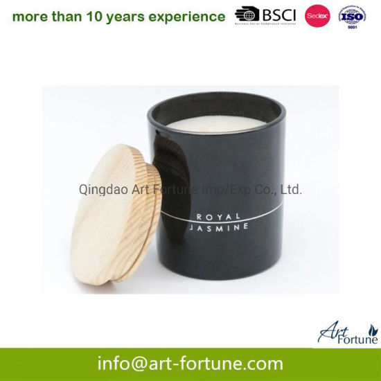 Hot Sale Soya Wax Glass Jar Candle with Wooden Lid