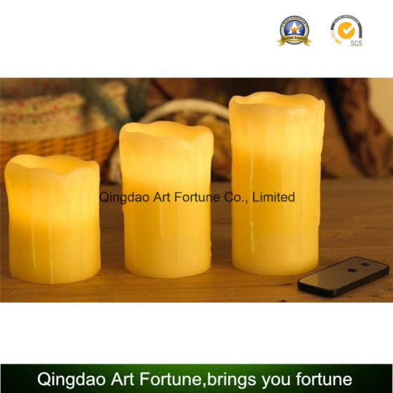 Flameless Colorful LED Candle-Dripping Finish and Remote Control Function