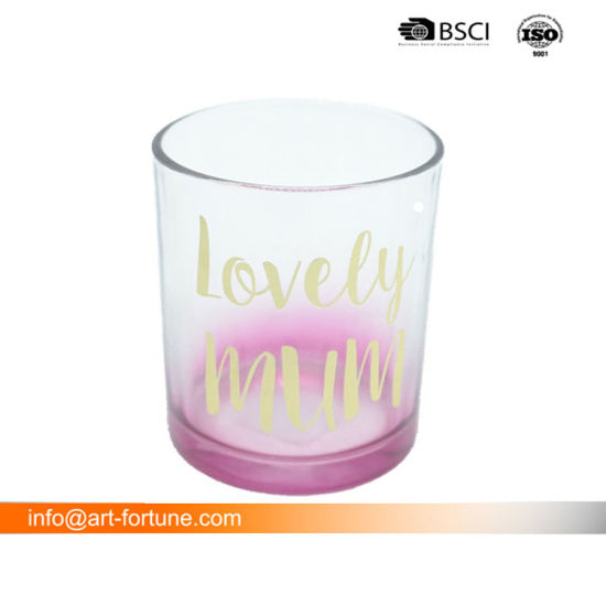 Sprayed Candle Glass Holder with Decal Paper for Festival