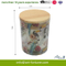Glass Scented Candle with Paper Decal and Wood Cover for Party