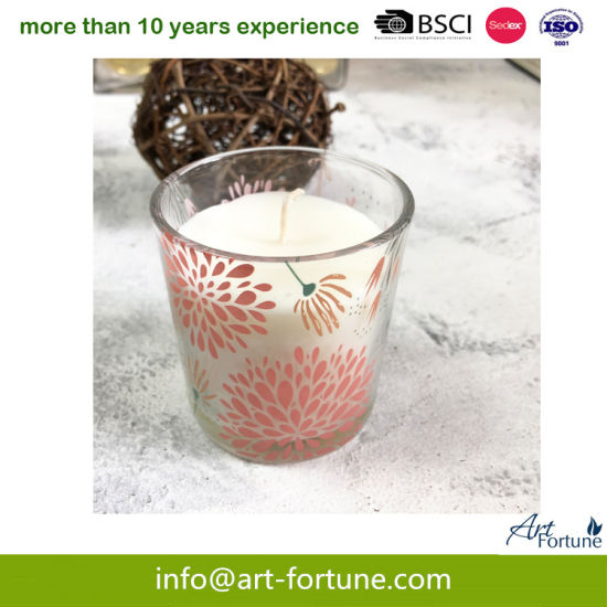 Scented Glass Candle with Full Wrap Decal for Home Decoration