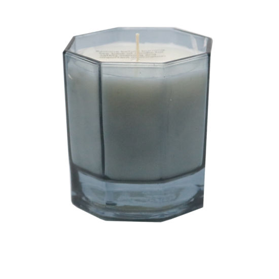 Scent Octagon Cup Glass Jar Candle with Metal Lid for Decor
