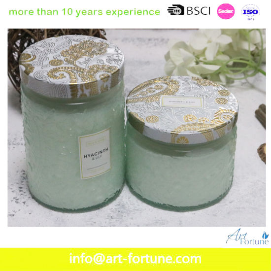 High Quality Scent Glass Jar Candle with Color Coating and Metal Lid for Home Decor