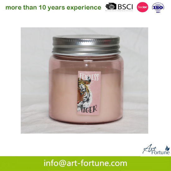 200g Lidded Pink Glass Jar Candle for Home Fragrance