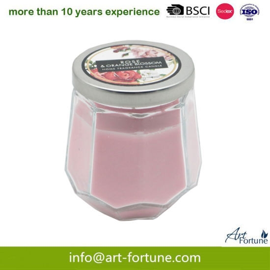 Scent Glass Jar Candle with Metal Lid and Color Label