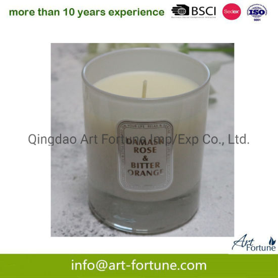 Scent Glass Candle with Frosted and Color Label for Home Decor