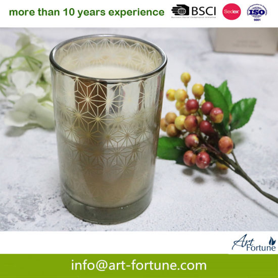 Scented Glass Candle with Inner Gradient Color Sprayed and Laser Engraving